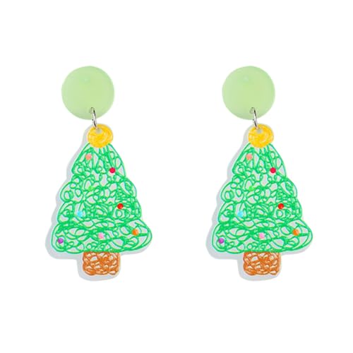 Acryl Weihnachten Mann Schneemann Ohrringe und Ohrringe Vielseitige Kontrastfarben Panel Ohrringe und Ohrringe für Frauen Ohrringe Kugeln (F, One Size) von Generic