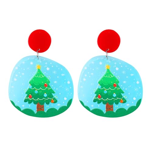 Acryl Weihnachten Mann Schneemann Ohrringe und Ohrringe Vielseitige Kontrastfarben Panel Ohrringe und Ohrringe für Frauen Ohrringe Kugeln (G, One Size) von Generic