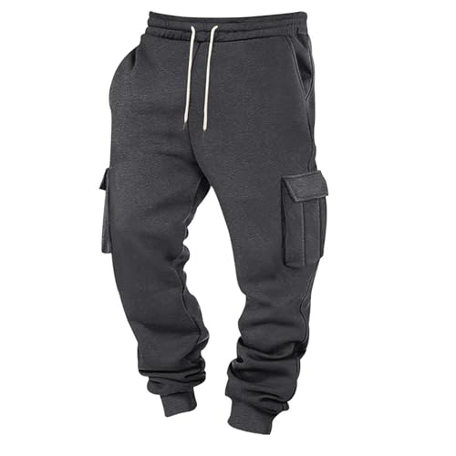 Activewear für Herren,Jogginghose Herren,Jogginghose Herren Baumwolle Trainingshose Sporthose Freizeithose Lang Hosen Klassische Sweathose mit Taschen Frühlin,Grau,M von Generic