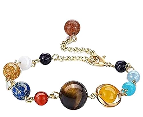 Adjustable Solar System Bracelet, Handmade Natural Stone Beads Bangles Bracelets Braided Bracelet for Men Women Attraktives Design von Generic