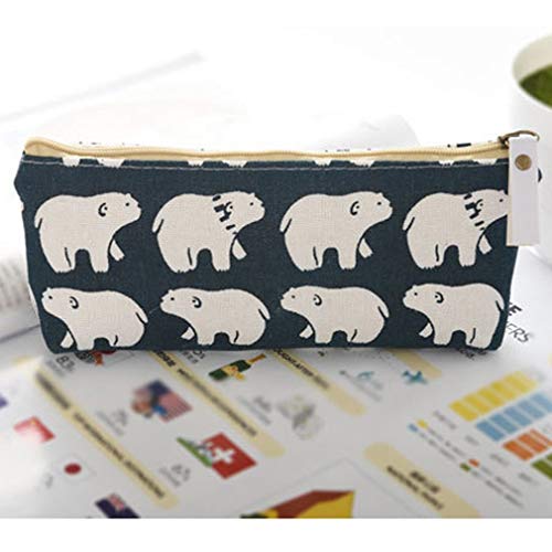 Adorable Wald und Tier Leinen Federmäppchen Stift Reißverschluss Tasche Coin Organizer Make-up Costmetic Bag Pouch, Eisbär kostengünstig und langlebig Langlebig und modisch von Generic