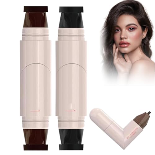 Aelln Präzisions-Eyeliner-Stempel, Einteiliger Eyeliner-Stempel, Doppelkopf-Set mit flüssigem Eyeliner-Stempel, Wischfest, für müheloses Auftragen eines perfekten Eyeliners (Brown+Black) von Generic