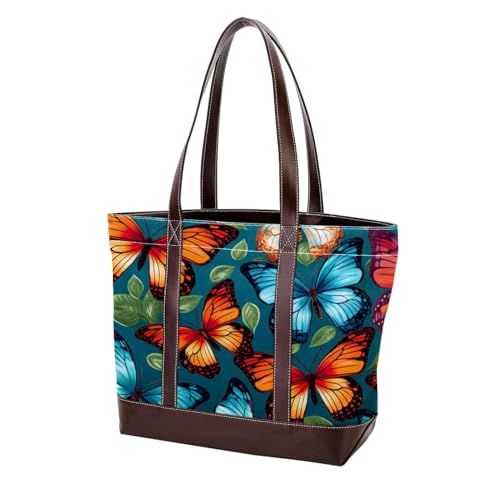 Aesthetic Art Butterfly-1013 modische gewaschene strapazierfähige Ledergeldbörse für Damen, mit Tragegriff oben, mit Taschen, Reißverschluss von Generic