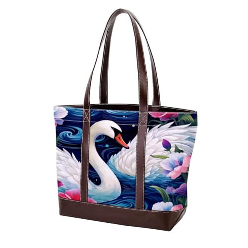 Aesthetic Swan-1442 modische Damen-Umhängetasche, aus gewaschenem, strapazierfähigem Leder, mit Tragegriff oben, mit Taschen, Reißverschluss, Mehrfarbig 05, 33.8x12x31cm/13.3x4.7x12.2 in von Generic