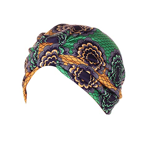 Afrikanische Muster Kopfbedeckung Pre Turban für Damen Turban Tuch Kopfbedeckung Damen Kopftuch Damen Sommer Turban Mütze Damen Chemo Kopfbedeckung Hut Für Haarverlust Chemo Baumwollmütze A von Generic