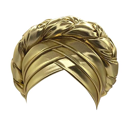 Afrikanischer Damen Turban Geflecht Kopfbedeckung Silk Weiche Schlafmütze Kopftuch Unisex Mode Beanie Mütze Kopfwickel Pflegeleicht Chemo-Mütze von Generic