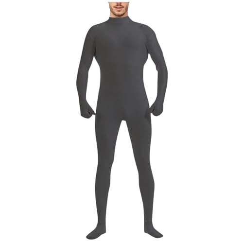Alien Kostüm Bodysuit Unisex Full Body Ganzkörperanzug Open Face Zentai Suit Herren Damen Für Halloween Karneval Cosplay Jumpsuit Zentai Kostüm Unitard Overall Erwachsene (Z-1-Dark Gray, M) von Generic