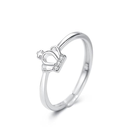Allgut Krone Ring für Mädchen Frauen 925 Sterling Silber Zirkonia Einstellbare Größe Offener Ring Krone Feiner Ring, Sterling Silber Cubic Zirkonia, Zirkonia von Generic