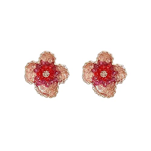 Allmähliche rote Ölgemälde-Blumen-handgemachte Mori-Ohrringe Silbernadel-hochwertige Ohrringe Männer Ohrringe Silber 925 (Hot Pink, One Size) von Generic