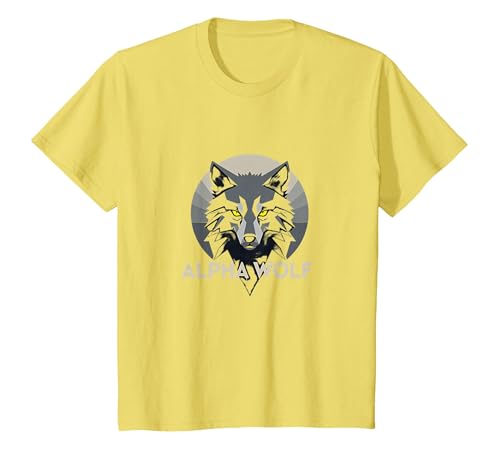 Alpha Wolf: Fierce Predator mit durchdringenden gelben Augen T-Shirt, Kinder, Gelb, 98 von Generic