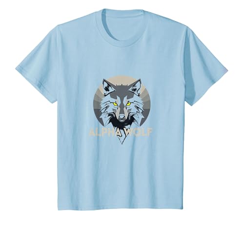 Alpha Wolf: Fierce Predator mit durchdringenden gelben Augen T-Shirt, Kinder, Himmelblau, 116 von Generic