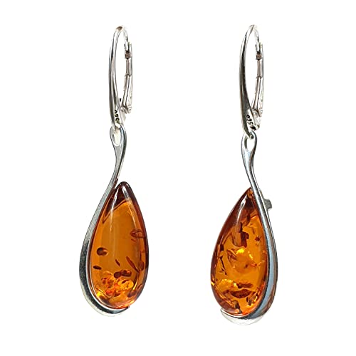 Amber Earring Teardrop Earrings Sterlingsilber 925 Big Lever Back Dangle Drops For Women Gemstone Earriings von Generic