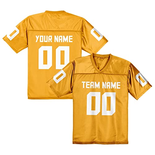 American Football Trikot Personalisierte Football Trikot Uniformen Personalisierte Teamname Nummer Shirts Hip Hop Shirts für Herren Damen Kinder Gold von Generic