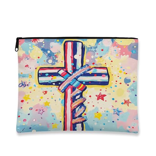 Amerikanisch inspirierte Make-up-Tasche, patriotische mehrfarbige Kunst-Kosmetik-Reisetasche für Frauen, tragbare kleine Canvas-Tasche mit Reißverschluss, Urlaubsgeschenk, Kulturbeutel, Mehrfarbig von Generic