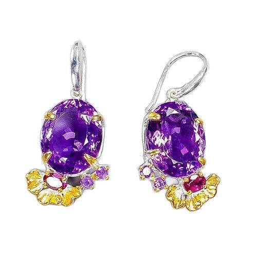Amethyst Ohrringe 30ct Granat Zertifikat von Generic