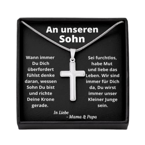 An Meinen Sohn, An Unser Sohn, Kreuz Kette Geschenk von Mama und Papa, Geburtstagsgeschenk für Sohn von Generic