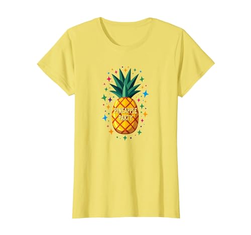 Ananas Party Tropische Feier Upside Down Fun T-Shirt, Damen, Gelb, L von Generic
