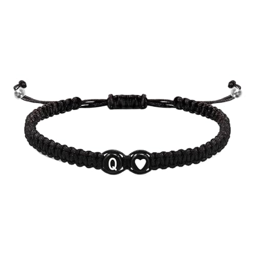 Anfangsherz Armbänder, geflochtene Initialen Armbänder für Herren - Geflochtenes Armband mit 26 Buchstaben im Herz-Design - Handgemachte geflochtene Kordel, Anfangsanhänger von 26, riferimento von Generic