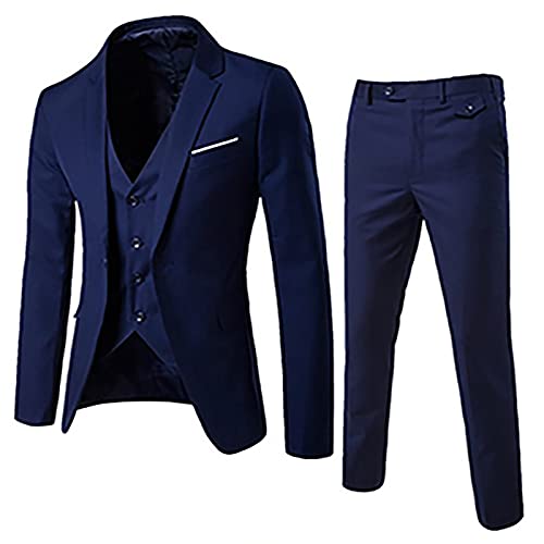Sakko Herren Regular Business Anzug Bequeme Slim Fit Set Leinen Sommer Suit Classic Casual Freizeitanzug für Hochzeit Männer Anzug Komfortables Passform Herrenanzug von Generic