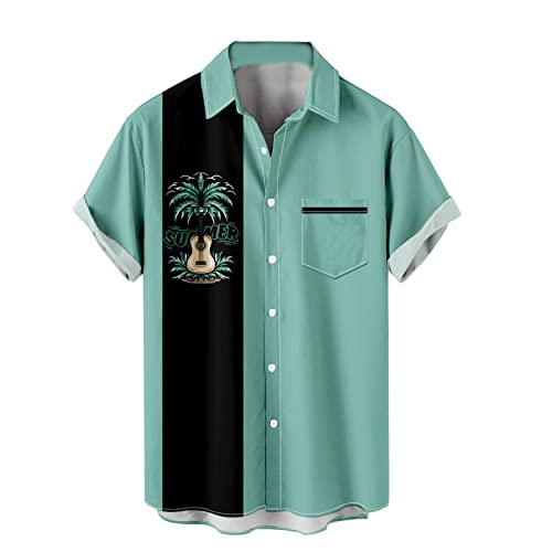 Angebot des Tages blitzangebot Freizeithemd Herren Kurzarm Stretch Hawaiihemd Freizeit Funky Strandhemd Button Down Sommerhemd Vintage Atmungsaktiv Sportshirt Bequeme Kurzarmhemd Regular Shirt von Generic