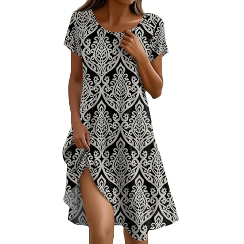 Angebote Kleider Oskars Kleid Strand Urlaub Damen Sommerkleid Lang Jeanskleid Damen Sommer Abendkleid Lang Kleid Taufe Ballonkleid Baumwolle Festkleider (Mehrfarbig,S) von Generic