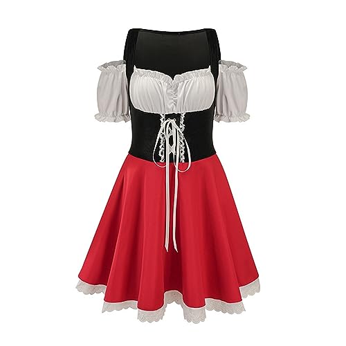Angebote Midi Dirndl Damen Trachtenkleid Trachtenmode Trachtenrock Kleid für Oktoberfest Besondere Anlässe, Dirndl Blau Oktoberfest Kostüm Dirndl Dunkel von Generic