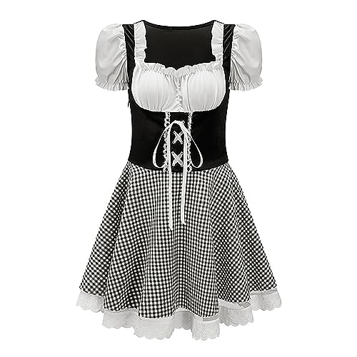 Angebote des Tages Heute Blitzangebote Dirndl Damen Midi Trachtenkleid Trachtenrock Dirndl Aktion, Oktoberfest Costume Dirndlschürze mit Schnalle Muttertagsgeschenk von Generic