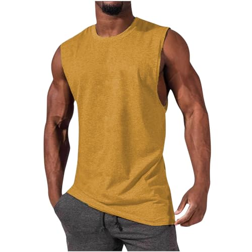 Tops für Herren Sommer 2025 Unterhemd Kurzarm Stretch T Shirt Regular Fit Bequeme Muskelshirt Bodybuilding Baumwolle Tanktop Passform Tankshirt Freizeit Sportshirt von Generic