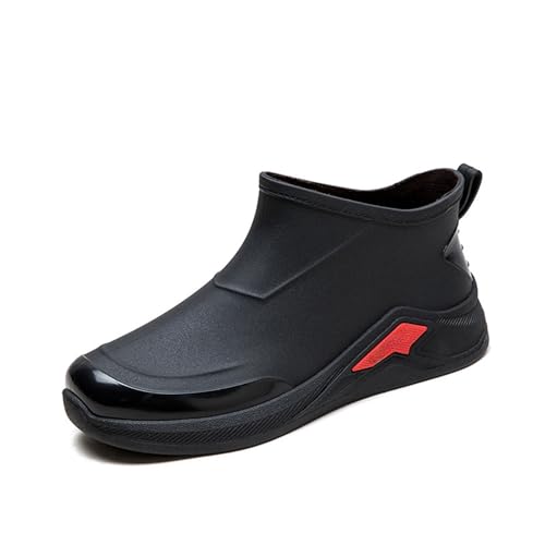 Angebote des Tages Heute Kurze Gummistiefel Herren Stylische Boots Regenschuhe Wasserdicht rutschfest Arbeitsschuhe Gartenschuhe Stiefel Halbhoch Ankle Chelsea Schwarz Barfuß Reitstiefeletten von Generic