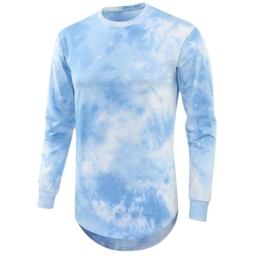 Angebote des Tages Heute Langarmshirt Herren Batik Aufdruck Tshirt Regular Fit Pullover Boho Hippie Shirt Leichte Longsleeve Große Größen Tops Atmungsaktive Pulli Sport Oberteile von Generic
