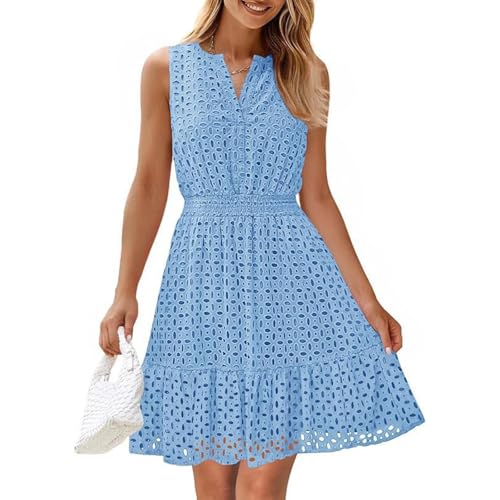 Angebote des Tages Heute Sommer Skims Damen Kleider Sommerkleid Lang Kleid Hochzeit Rückenfreies Abendkleid Lang Cocktailkleid Damen Elegant Strandmode Maxikleid Schwarz Kleid (Hellblau,XXL) von Generic