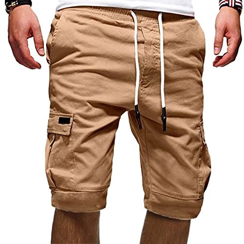 Kurze Arbeitshose Herren Sommer Regular Shorts Herren Einfarbige Passform Sweatpants Baumwolle Freizeit Chino Shorts mit Taschen Boardshorts Bodybuilding Komfortable Cargo Shorts von Generic