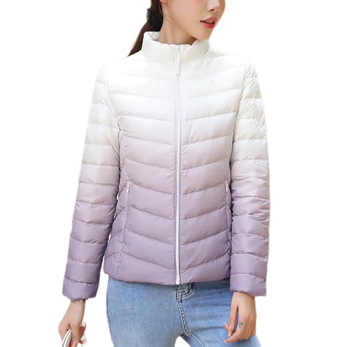 Angebote des tages heute Daunenjacke Damen Farbverlauf Steppjacke Leichte Winterjacke Winter Gesteppte Jacke Große Größen Steppmantel Puffer Jacke Reißverschluss Übergangsjacke Warm von Generic