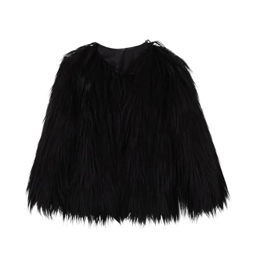 Angebote des tages heute Kunstpelz Mantel Damen Kurz V-Ausschnitt Felljacke Open Front Winterjacke Große Größen Kunstfell Jacke Winter Pelzmantel Warm Plüschmantel Kuschelig Pelzjacke von Generic