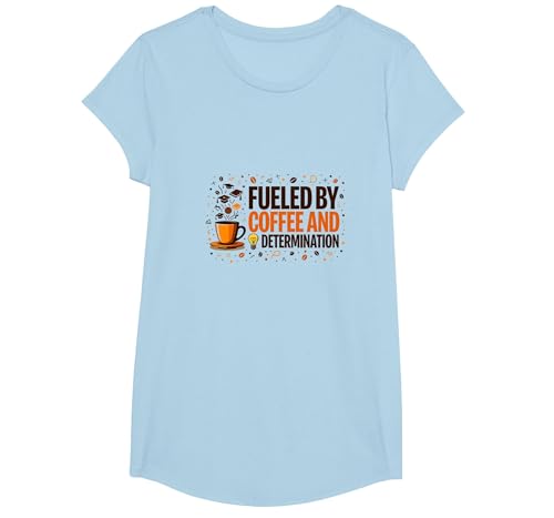 Angetrieben durch Kaffee und Entschlossenheit T-Shirt, Girls, Himmelblau, XS Angetrieben durch Kaffee und Entschlossenheit T-Shirt, Girls, Himmelblau, XS von Generic