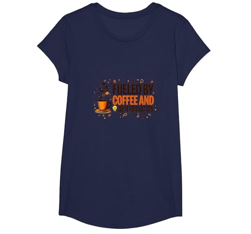 Angetrieben durch Kaffee und Entschlossenheit T-Shirt, Girls, Marineblau, XS Angetrieben durch Kaffee und Entschlossenheit T-Shirt, Girls, Marineblau, XS von Generic