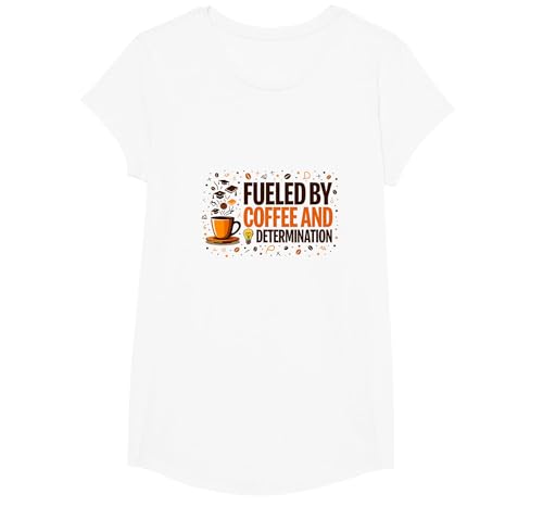 Angetrieben durch Kaffee und Entschlossenheit T-Shirt, Girls, Weiß, XS Angetrieben durch Kaffee und Entschlossenheit T-Shirt, Girls, Weiß, XS von Generic