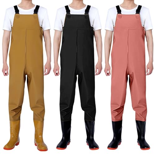 Anglerhose Damen Mit Stiefel Regenhose Wasserdicht Atmungsaktiv Regenlatzhose Anglerstiefel Arbeits-Wathose Mit Hosenträger Arbeitshosen Outdoor Softshellhose Sommer Outdoorhose Arbeitshose von Generic