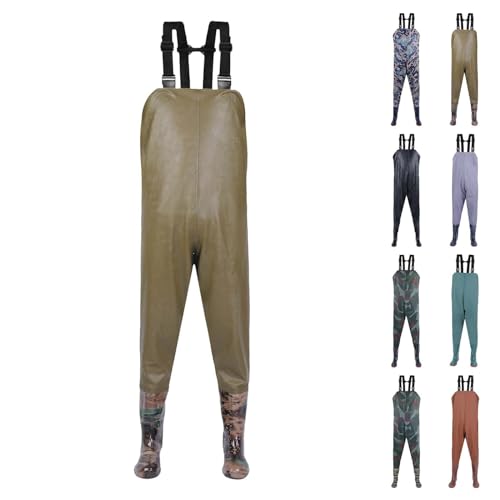 Anglerhose Damen Wasserdicht Mit Stiefel Wathose Herren Wasserdicht Neopren Regenlatzhose Outdoorhose Atmungsaktiv Regenhosen Winddichte Arbeitshose Watthosen Teich Fischer Watstiefel Hose von Generic