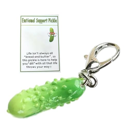 Anhänger „Happy Pickle“ – Schlüsselanhänger Mit Aufmunternder Stimmung, Süßer Gurkentaschen-Anhänger | Verspielte Snack-Form, Stimmungsaufhellende Handtaschen-Dekoration Für Jungs Und Mädchen von Generic