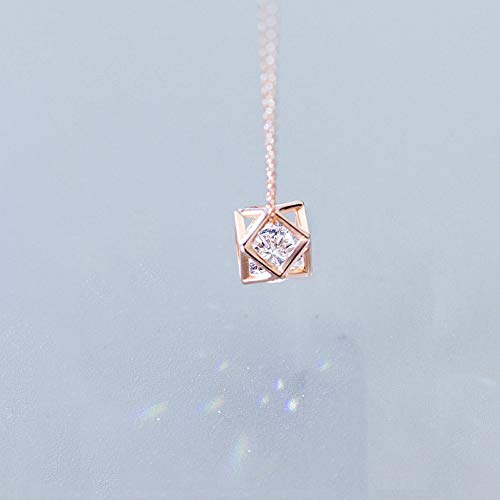 Anhänger-Halskette für Frauen Mode Eleganter Charme Exquisites hohles Polygon Zirkon Anhänger Halskette 925 Sterling Silber Modeschmuck Rose Gold Farbe Persönlichkeit Choker von Generic