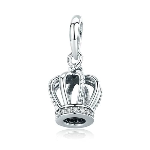 Anhänger mit Prinzessinnenkrone 925er Sterlingsilber mit klarem Zirkonia, passend für Armbänder, Halsketten und Ketten, edler Schmuck von Generic