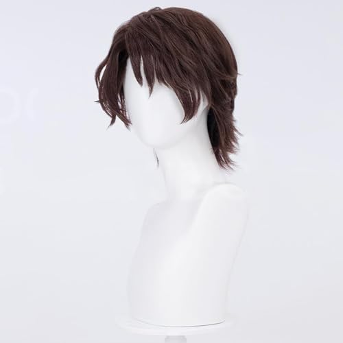 Anime Cosplay Perücke Für Aizen Sousuke Kurze Lockige Braune Haare Hitzebeständige Synthetische Perücken Für Halloween Kostüm Party Rollenspiel + Perücke Kappe von Generic