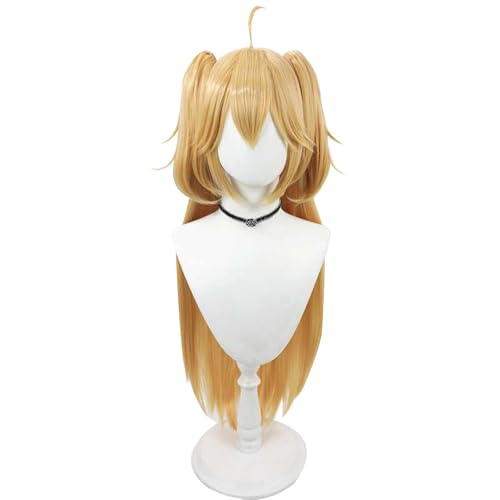 Anime Cosplay Perücke Für Azur Lane KMSKMS Admiral Hipper Long Straight 27,5 Light Golden Double Ponytails Perücke Synthetisches Haar Für Halloween Party Täglich von Generic