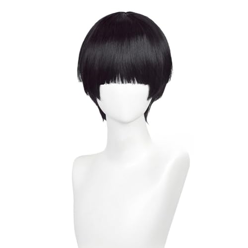 Anime Cosplay Perücke Für Ego Jinpachi Schwarzes Haar Kurze Gerade Perücken Geschichtete Perücke Mit Knall Halloween Party Perücken von Generic
