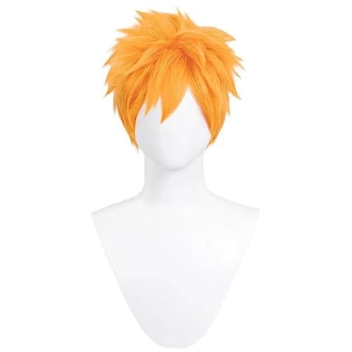 Anime Cosplay Perücke Für Kurosaki Ichigo Gelb Kurz Hitzebeständig Synthetische Perücken Für Halloween Kostüm Party Rollenspiel + Perückenkappe von Generic