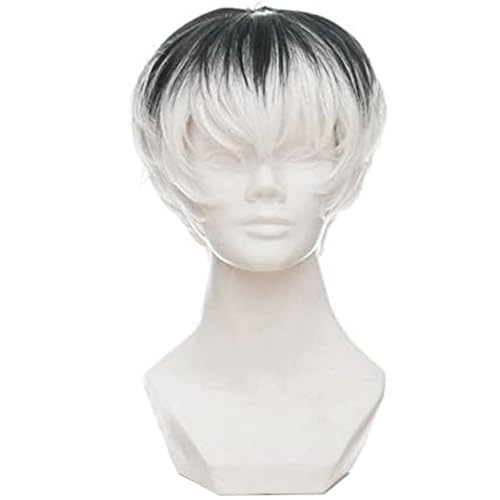Anime Cosplay Perücke Für Sasaki Haise Schwarz Gradient Weiß Kurz Hitzebeständig Synthetische Perücken Für Halloween Kostüm Party Rollenspiel Mit Perückenkappe von Generic
