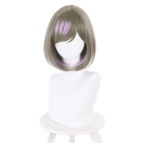 Anime Cosplay Perücke Für Tang Keke Braun Gemischt Lila Kurz Lockig Hitzebeständig Haar Halloween Kostüm Party von Generic