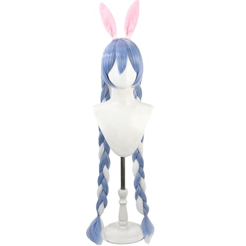 Anime Cosplay Perücke Für Usada Pekora Langes Blaues Synthetisches Haar Mit Perückenkappe Halloween Party Frauen Mädchen Perücken von Generic