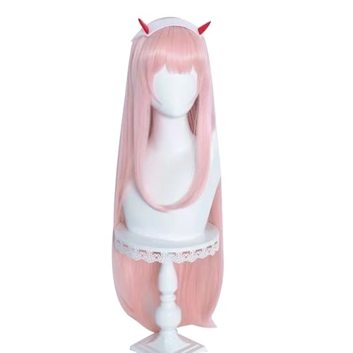 Anime Cosplay Perücke Für Zero Two Strelizia Lange Rosa Hitzebeständige Synthetische Haare Halloween Kostüm Party Perücken von Generic